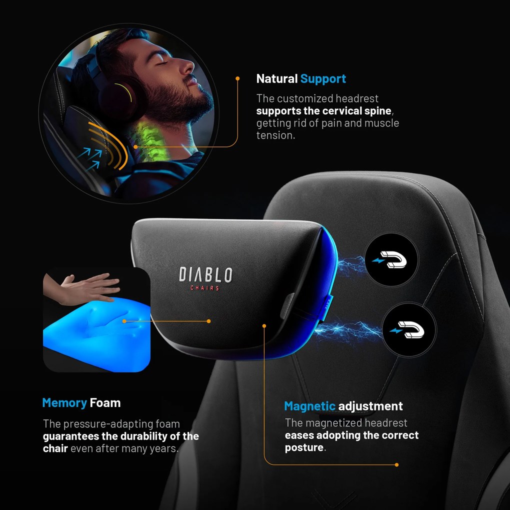 Gamer szék fekete Normal Size: Diablo X-Eye Prime Burned Black