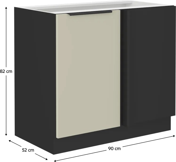 Alsó szekrény, kasmír/fekete, ARAKA 105 ND 1F BB