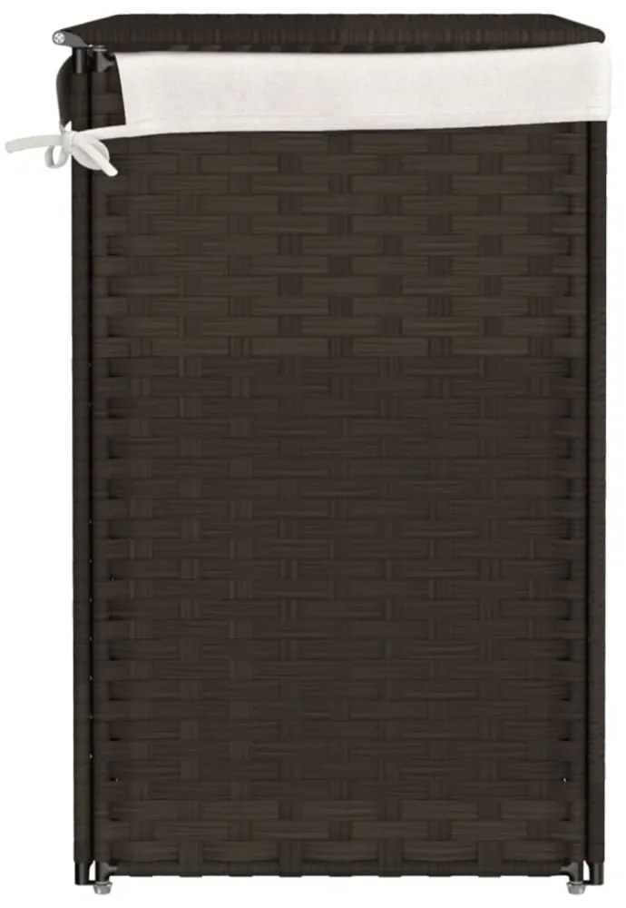 sötétbarna polyrattan szennyeskosár 2 rekesszel 53x35x57 cm