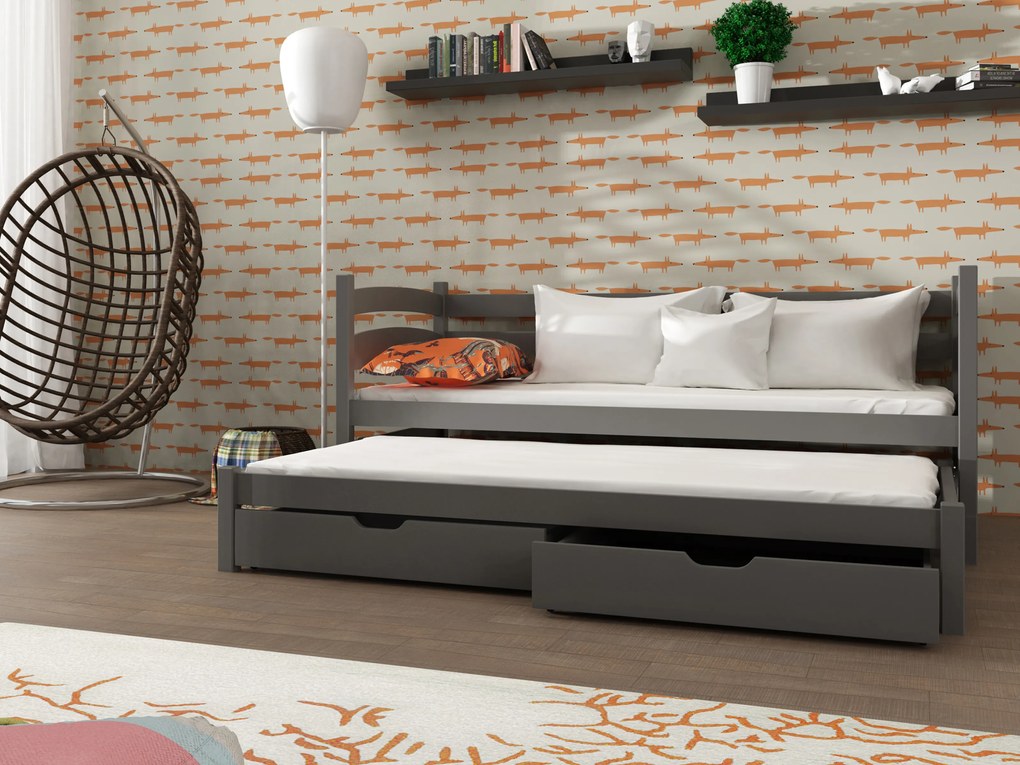 Gyerekágy 90 x 190 cm Tiana (ágyráccsal és tárolóhellyel) (grafit). Akció -10%. 1013054
