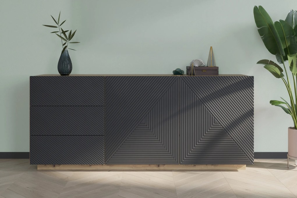 Asha komód 167 cm kétajtós fiókos - artisan / rivier stone matt