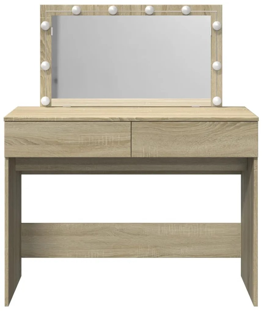 sonoma tölgy színű fésülködőasztal LED-del 100 x 40 x 120 cm