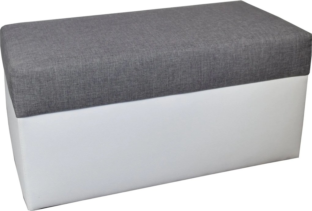 Pufa, Puff, Nyitható Láda, 80x40x40 CM, Kétszínű, Öko-bőr Fonott