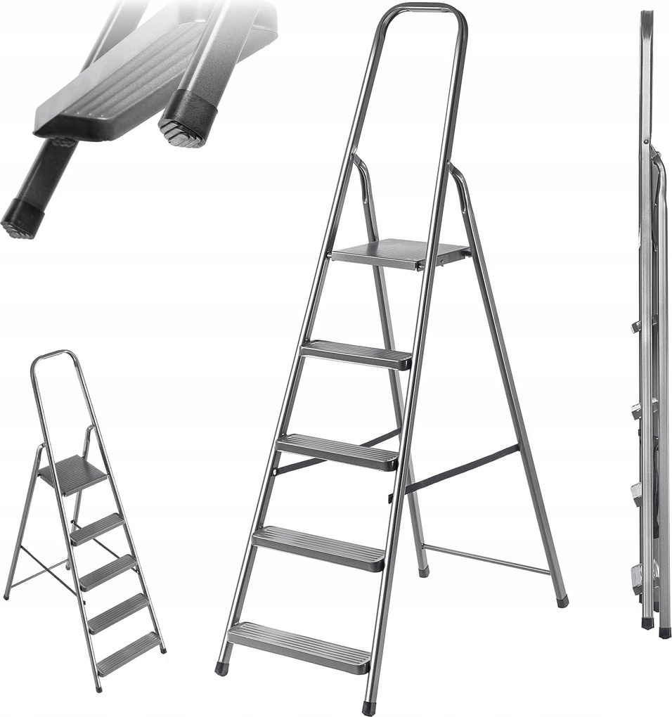 Acél Létra 5 Fokozatú Háztartási Összecsukható Létra Robusztus 125kg