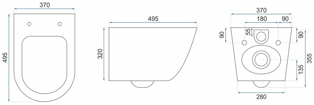 Rea CARLO mini - perem nélküli falra akasztható wc csésze 49x37, lassan eső ülőfelülettel, fehér, REA-C2760