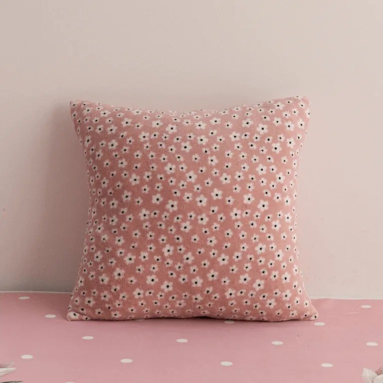 Kétoldalas párnahuzat DUO SENSE DAISELLE 45x45 cm mikroplüss/flanel, rózsaszín
