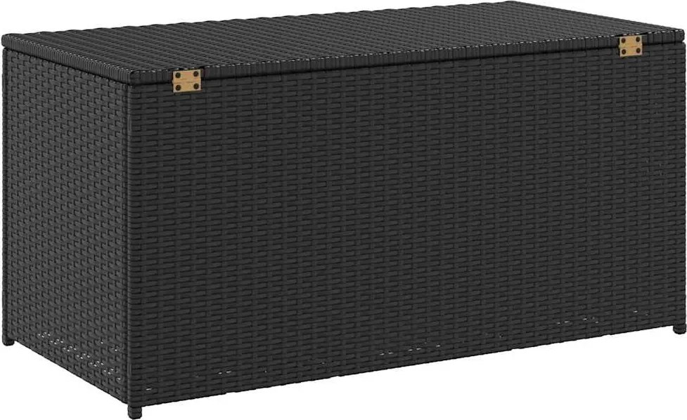 Fekete Polyrattan Kerti Tárolóláda 100 X 50 X 50 Cm