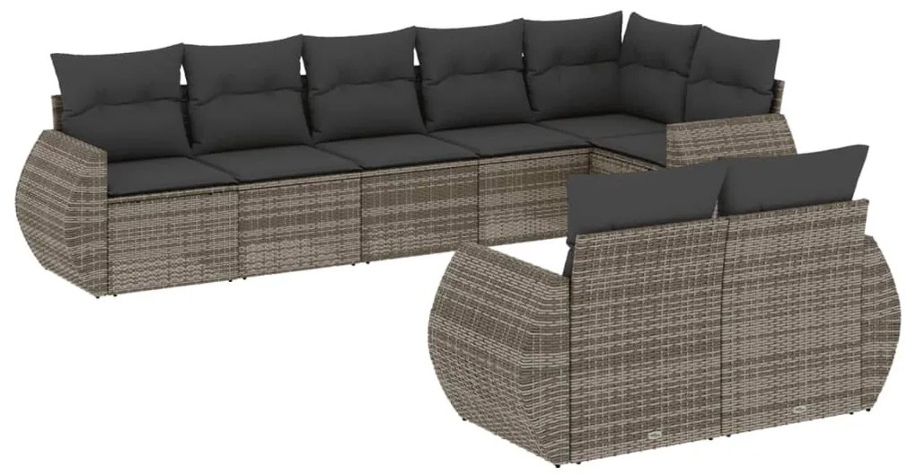 8 részes szürke polyrattan kerti ülőgarnitúra párnákkal