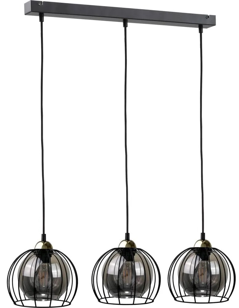 Keter Lighting Csillár zsinóron SOLO BLACK 3xE27/60W/230V fekete/arany KE0097