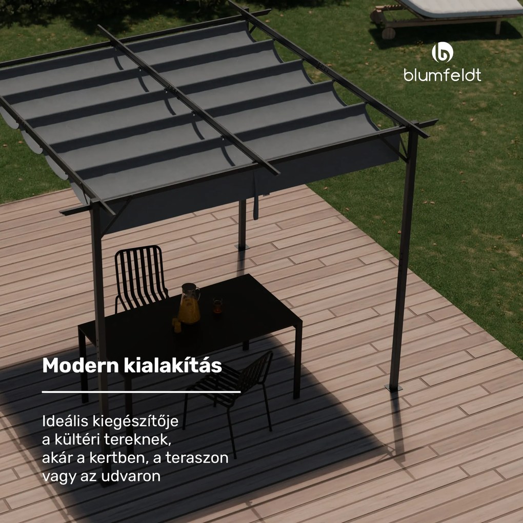 Blumfeldt Pantheon Robust Pergola, 3x3 m időjárásálló porszórt acél
