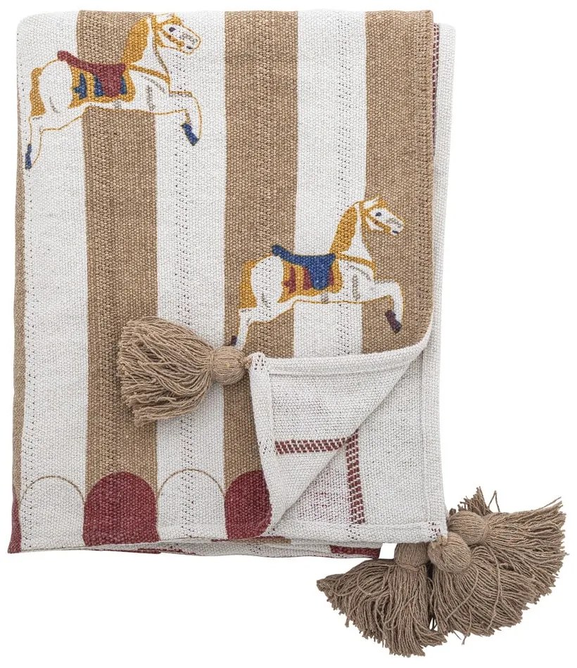 Fehér-barna újrahasznosított pamut takaró 130x160 cm Merry-go-round – Bloomingville