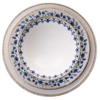18 részes étkészlet fehér/kék/porcelán