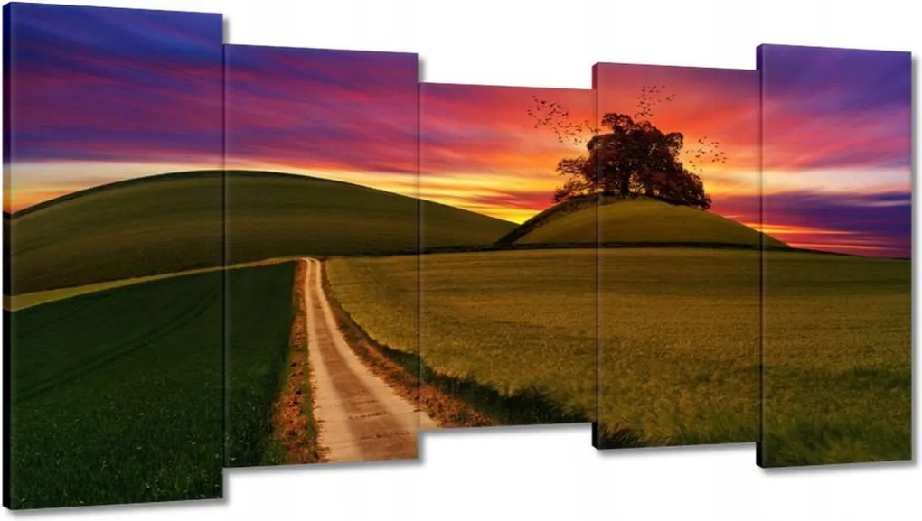 Vászonkép 150x80 Naplemente Hegyek Fa