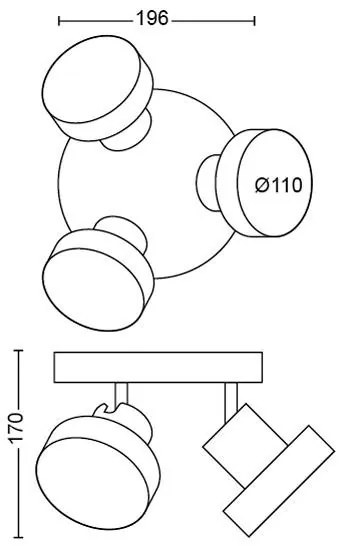 Philips 50603/30/P0 - LED Dimmelhető spotlámpa BUKKO 3xLED/4,3W/230V