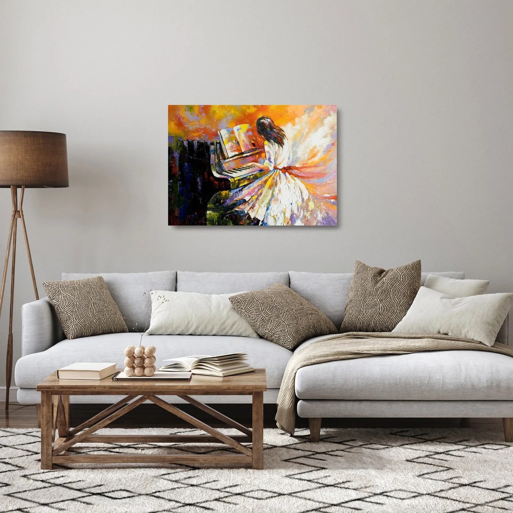 Kép - Egy nő zongorázása (üvegen) (70x50 cm)