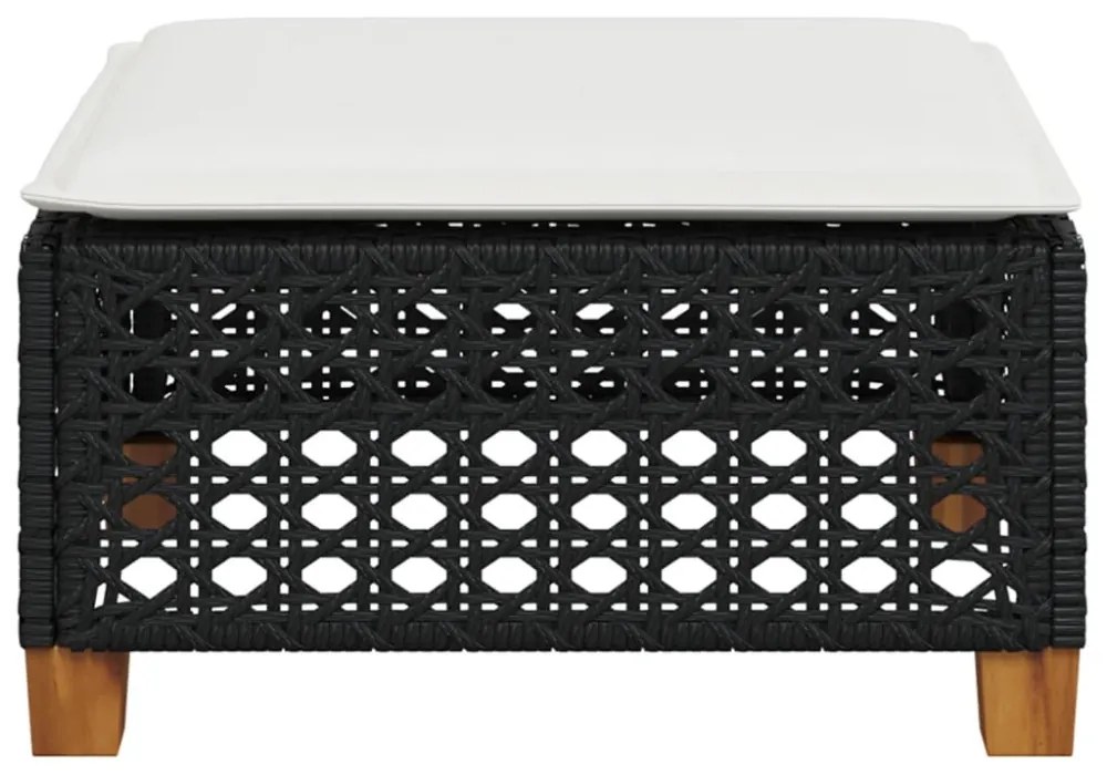 fekete polyrattan kerti szék párnával 63,5 x 56 x 32 cm