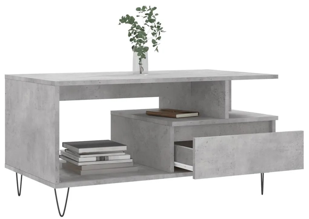 Betonszürke szerelt fa dohányzóasztal 90x49x45 cm