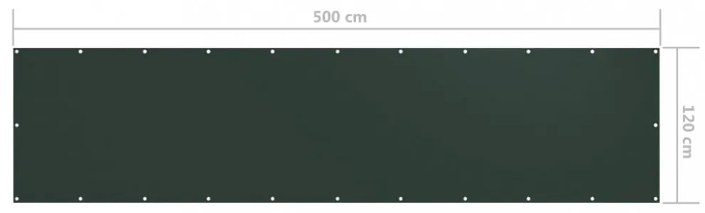 sötétzöld oxford-szövet erkélyparaván 120 x 500 cm