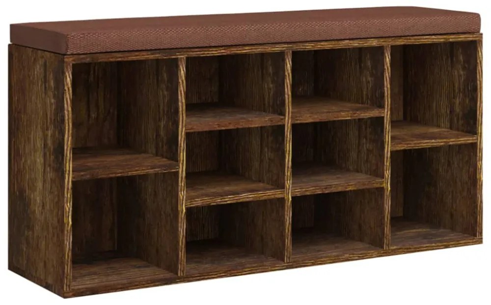 füstös tölgy színű szerelt fa cipőtároló pad 103x30x48 cm