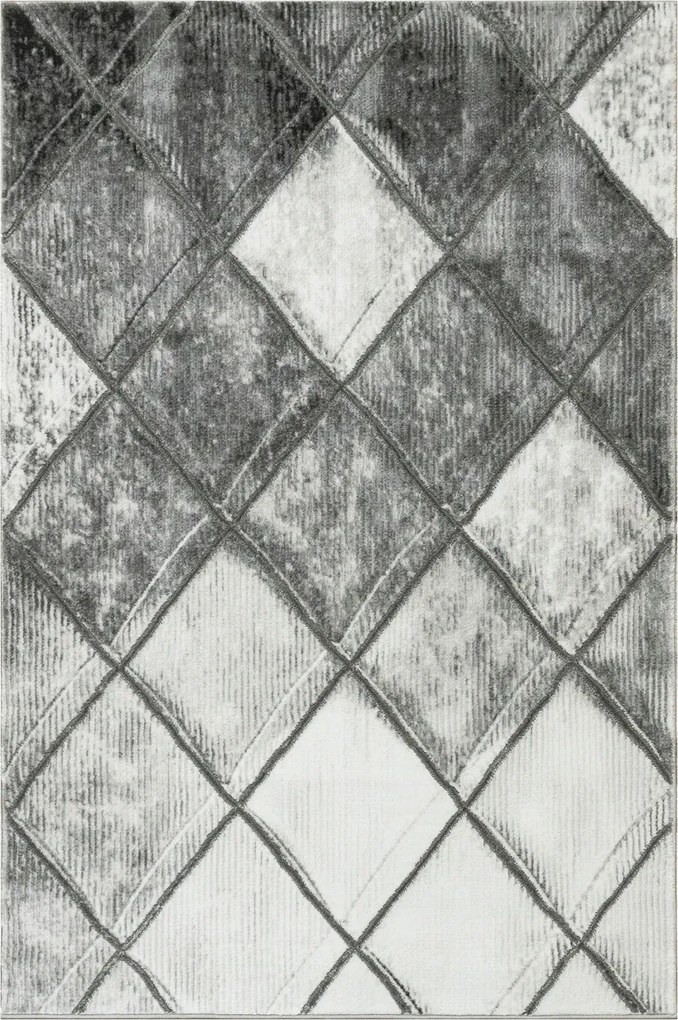 Puha Rombusz Szőnyeg Szürke Ezüstös Krémszínű Csillogó Felix 120x170 cm