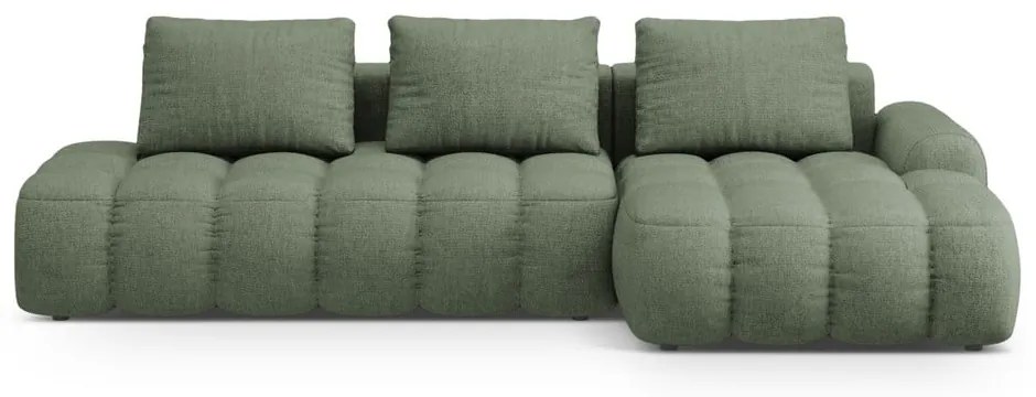 Zöld kinyitható-tárolóhelyes sarokkanapé (jobb oldali-heverő résszel) Linz – Cosmopolitan Design