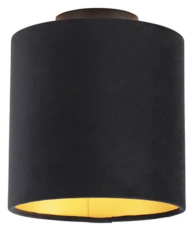 Mennyezeti lámpa fekete és arany bársony árnyékolóval 20 cm - Combi Black