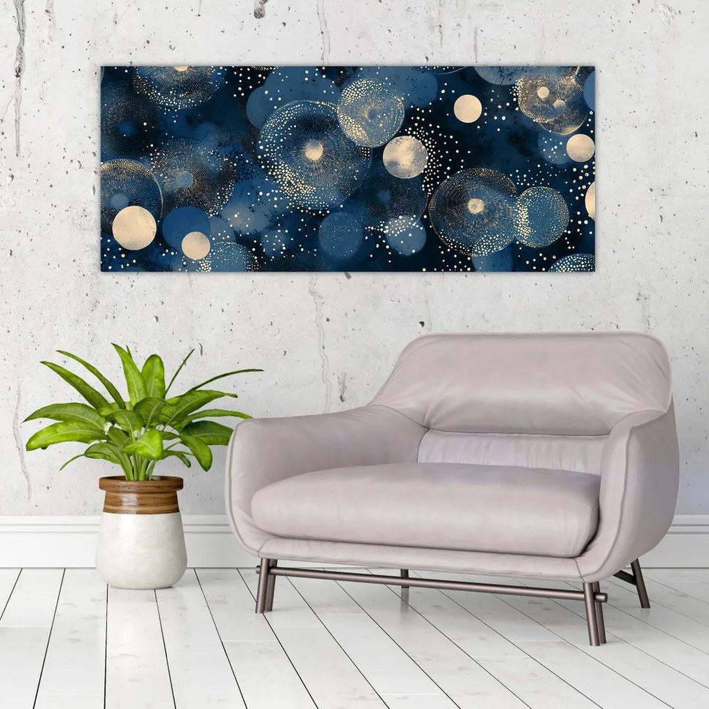 Kép - Kék-arany gyűrűk (120x50 cm)
