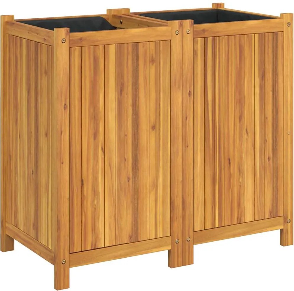 vidaXL tömör akácfa kerti virágtartó béléssel 84 x 42 x 75 cm