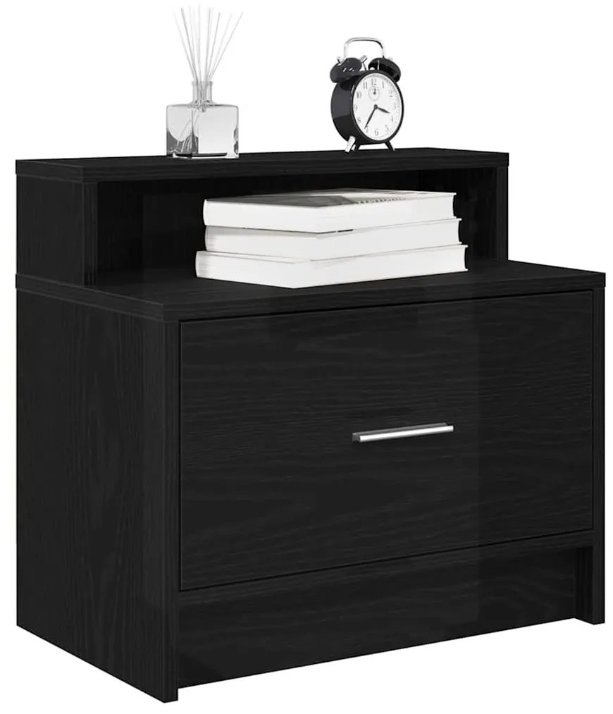 éjjeliszekrények fiókos 2 db fekete tölgy 51 x 31 x 47 cm