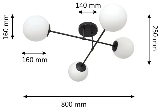 Felületre szerelhető csillár MOON 4xE27/15W/230V fekete