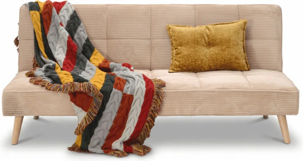 Háromszemélyes kihúzható kanapé, bézs, kordbársony szövet, ASB-C3030 CRM6