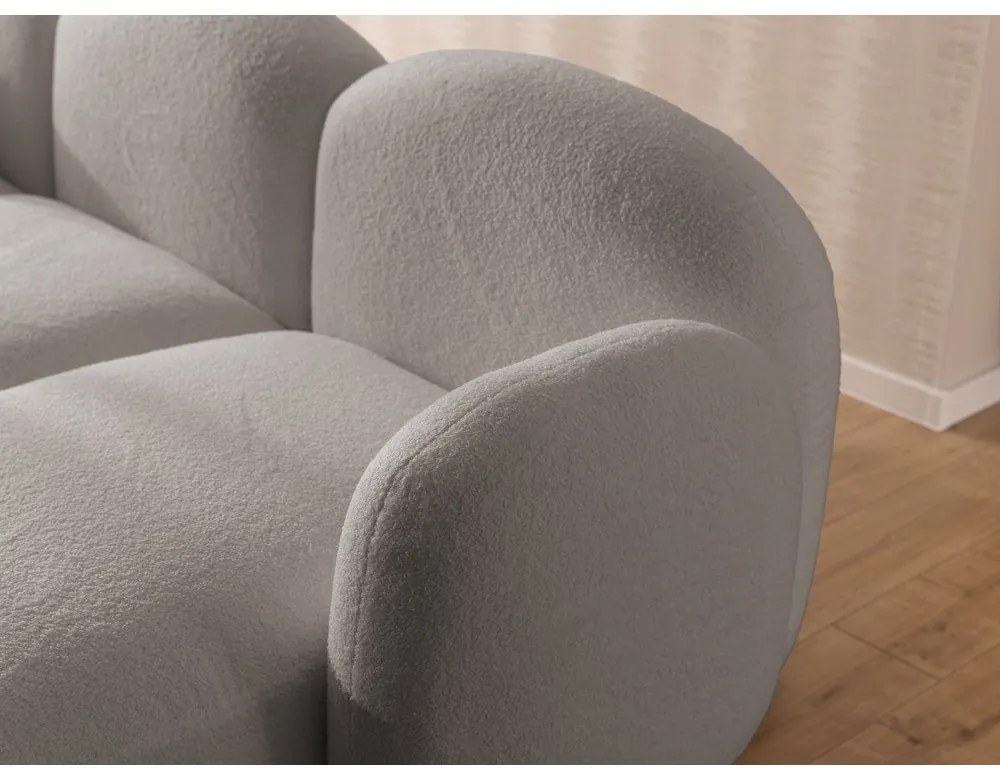 Szürke buklé sarokkanapé (U alakú) Orbit – Ropez