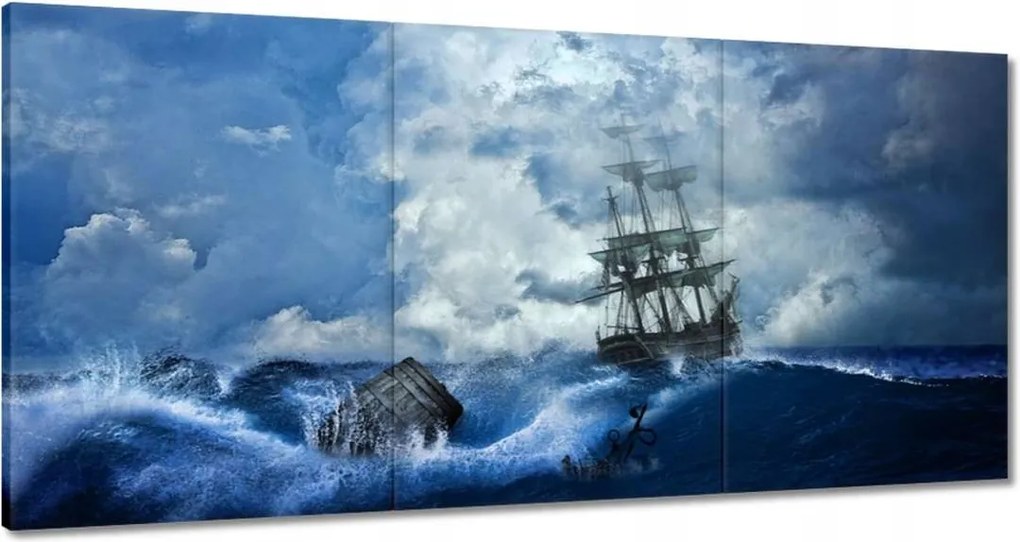 Vászonkép 120x60 Vihar Tenger Hajó Tájkép