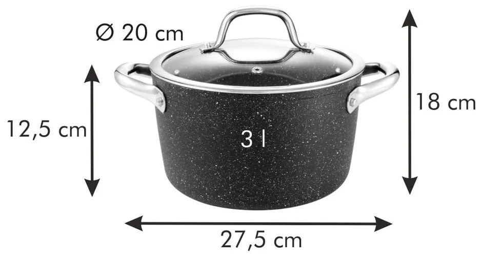 Indukciós tűzhelyhez alkalmas edény fedővel, tapadásmentes felülettel President - Tescoma