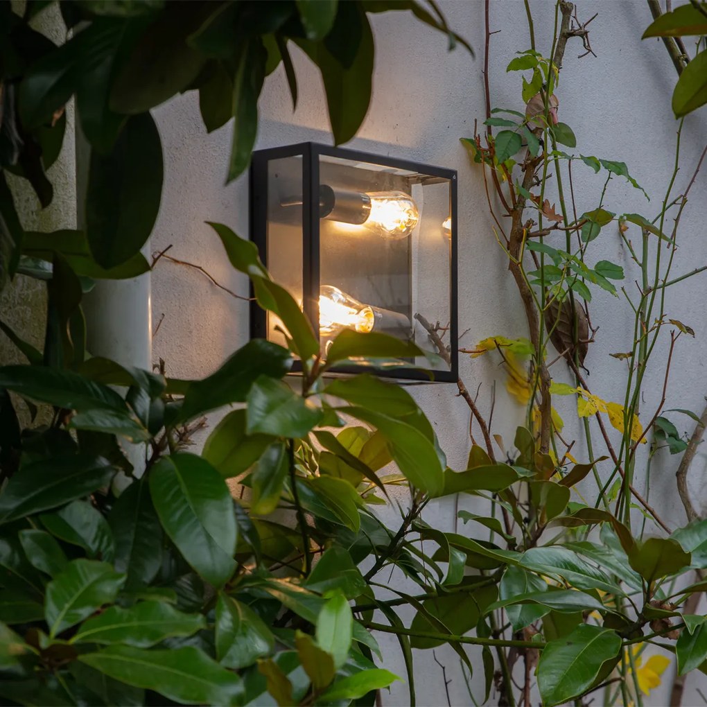 Ipari kültéri mennyezeti lámpa fekete 2 lámpás - Rotterdam