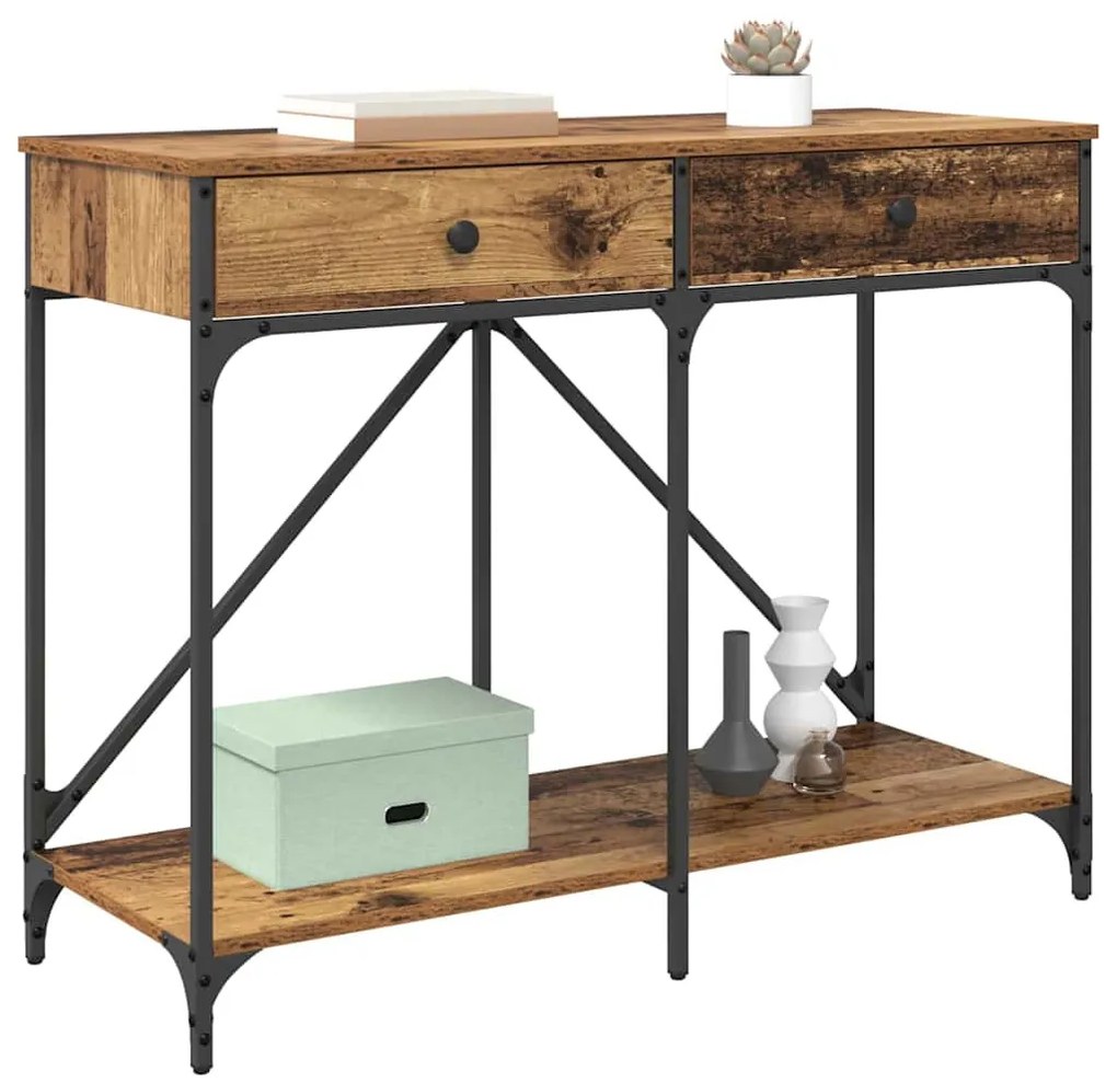 Konzolasztal fiókkal Öreg fa 100 x 39 x 78,5 cm Faanyag