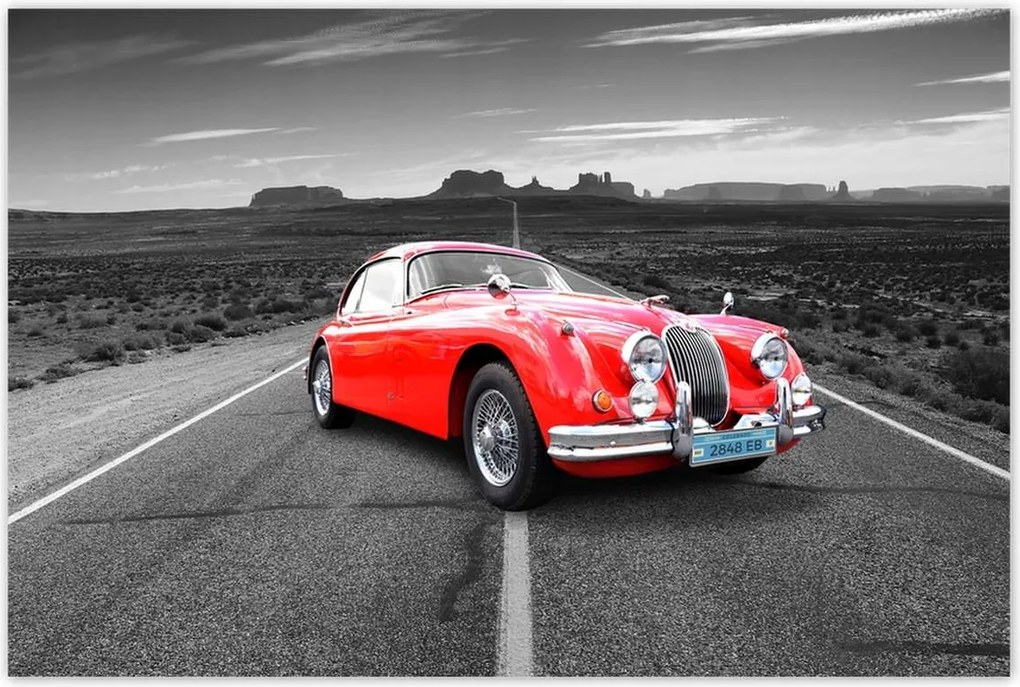 Poszterek 120x80 Piros autó autópálya