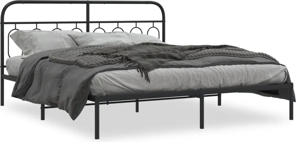 vidaXL fekete fém ágykeret fejtámlával 183 x 213 cm