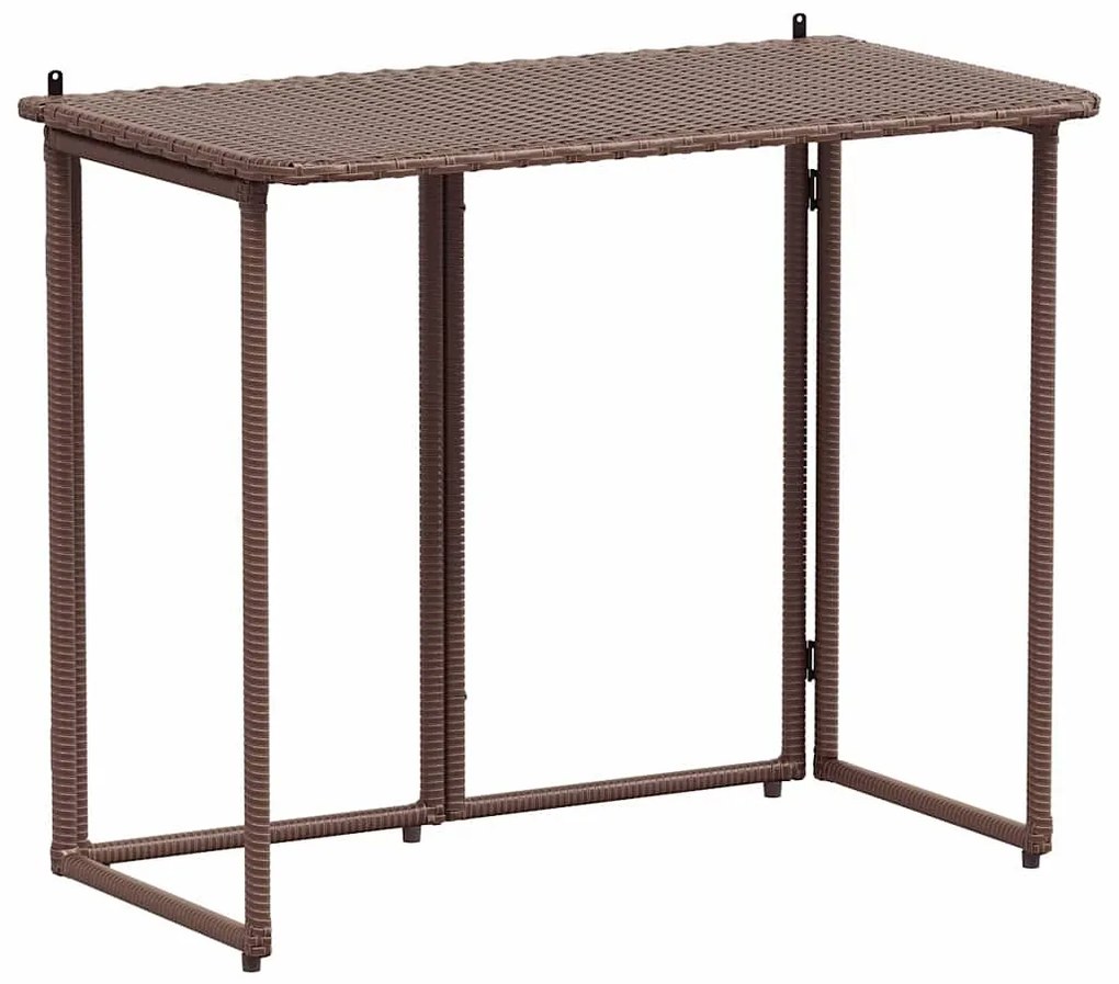 barna polyrattan összecsukható kerti asztal 90x51x75 cm