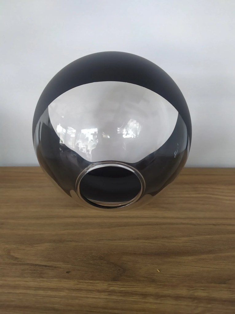 Üveg lámpabúra gömb átmérő 14cm fekete csíkos fali lámpa csillár loft