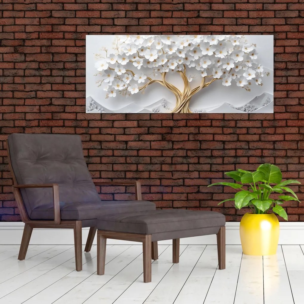 Kép – 3D elegáns életfa virágokkal (120x50 cm)