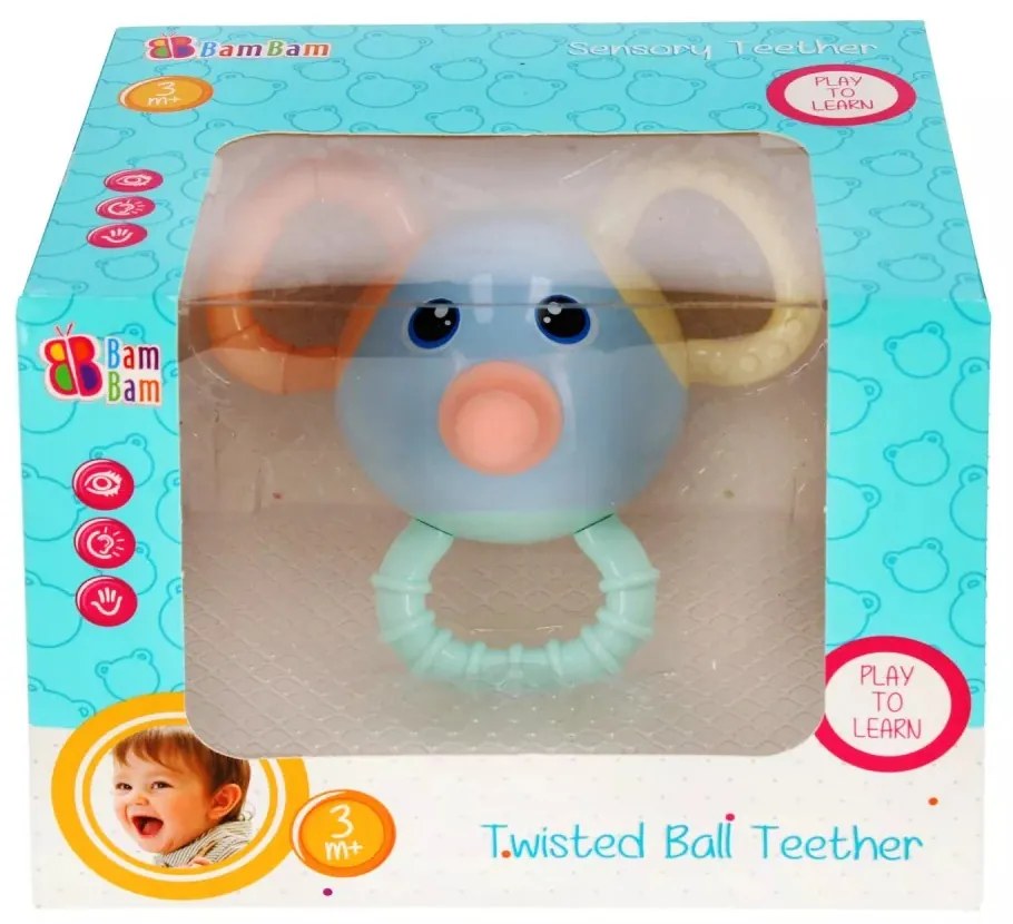 Állatos Mouse baba rágóka + csörgő