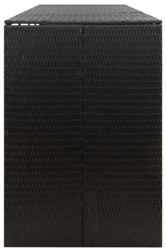fekete polyrattan négyes kerekeskuka tárolófészer 274x80x117 cm