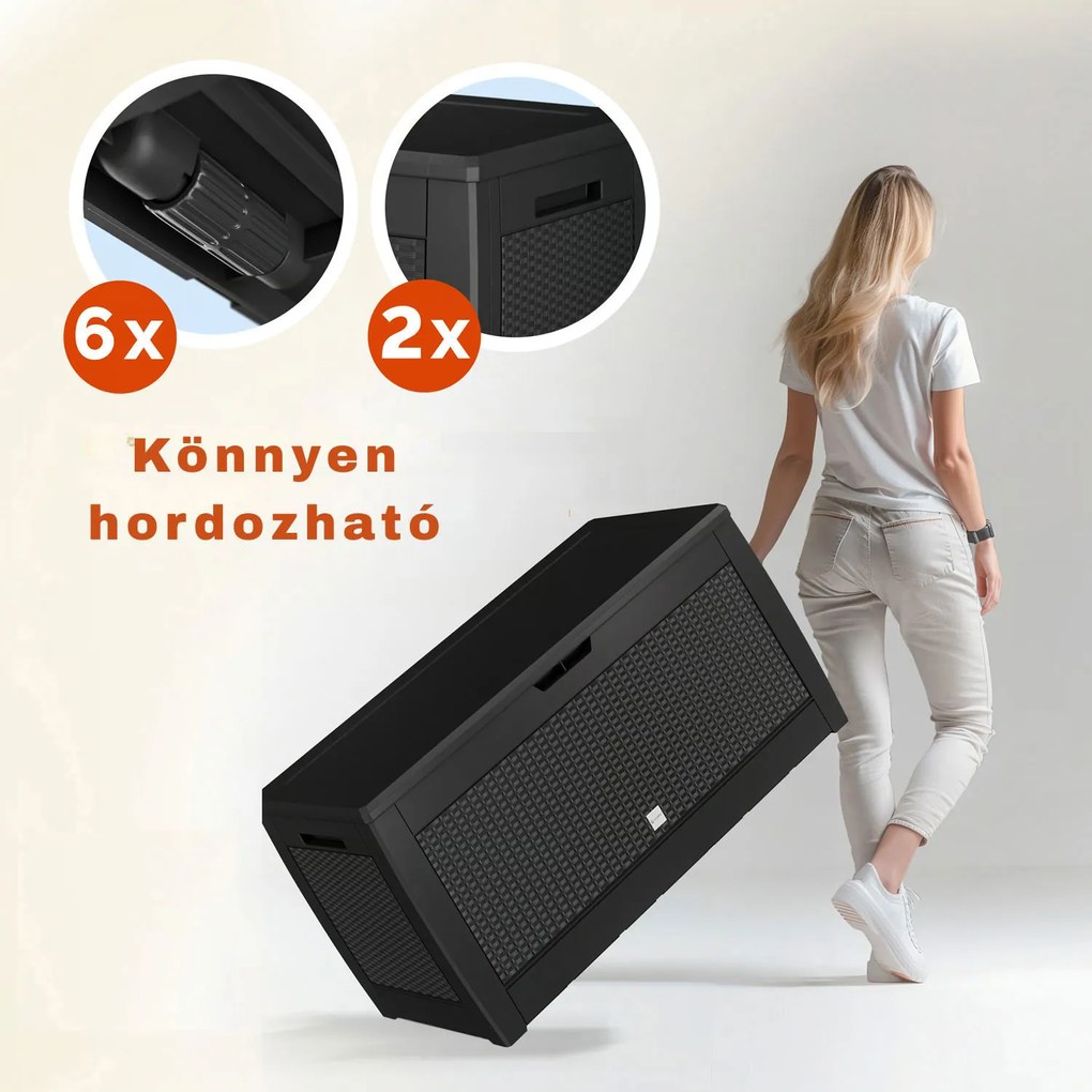 RATO tárolódoboz, 310L, 119x48x60 cm, antracit Prosperplast