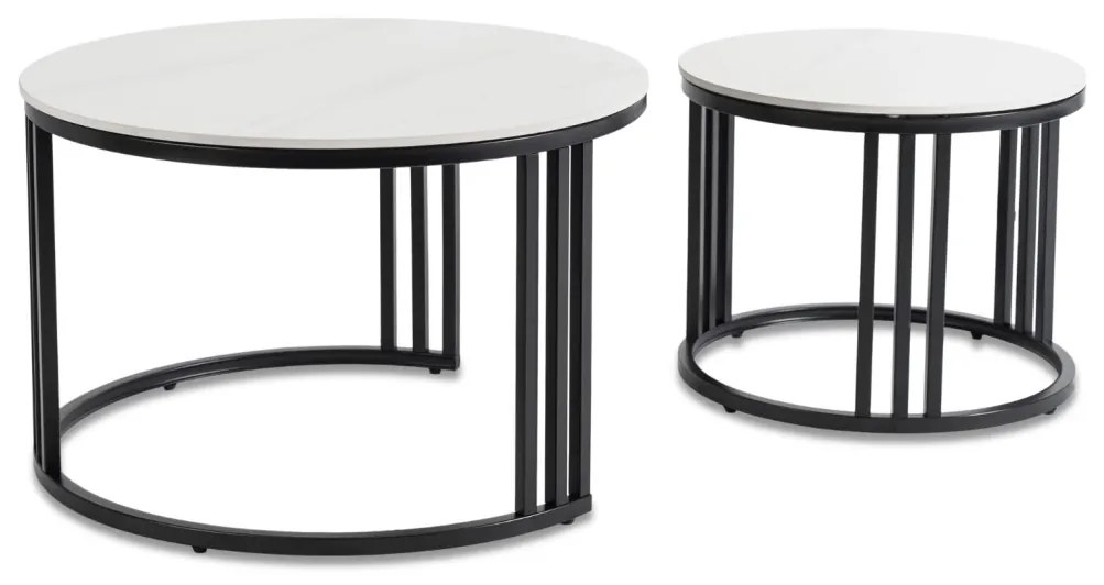 Dohányzóasztal szett Fehér márvány/Fekete Színben. JERRY