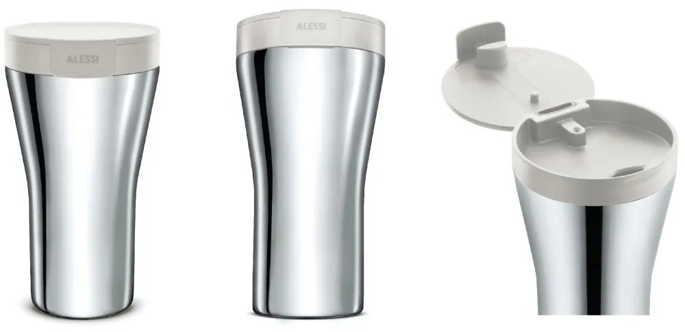 Utazó termo bögre Caffa, fehér, átm. 9,5 cm - Alessi