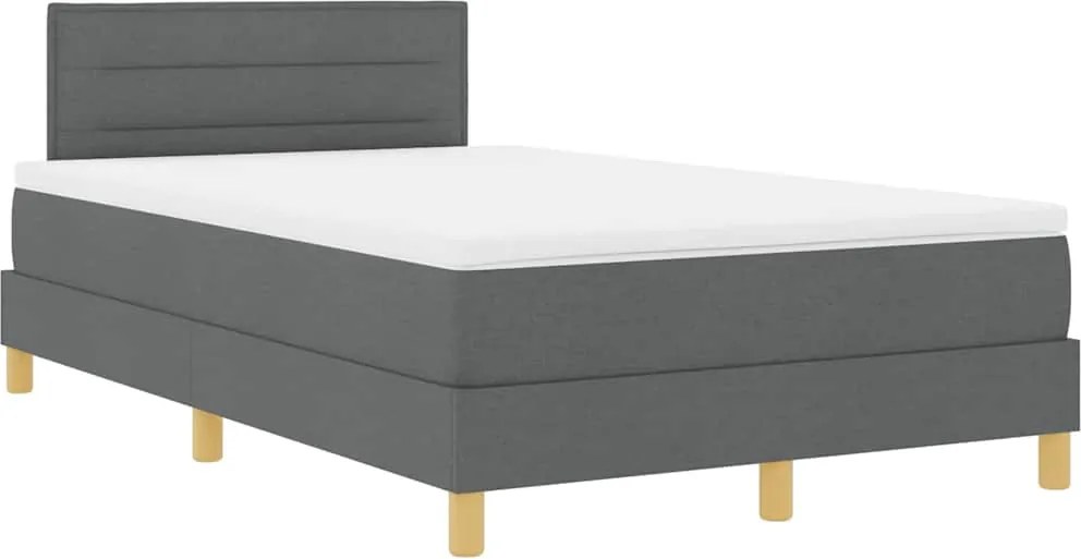 vidaXL LED Box Spring Ágy matracmal Sötétszürke 120 x 190 cm szövet