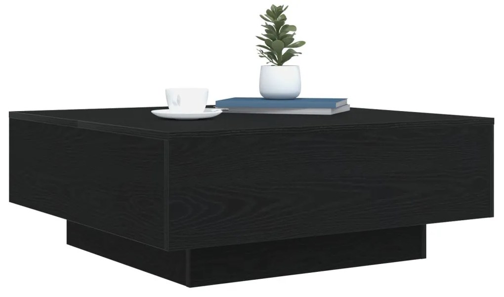 Dohányzóasztal LED világítással fekete tölgy 80x80x31 cm