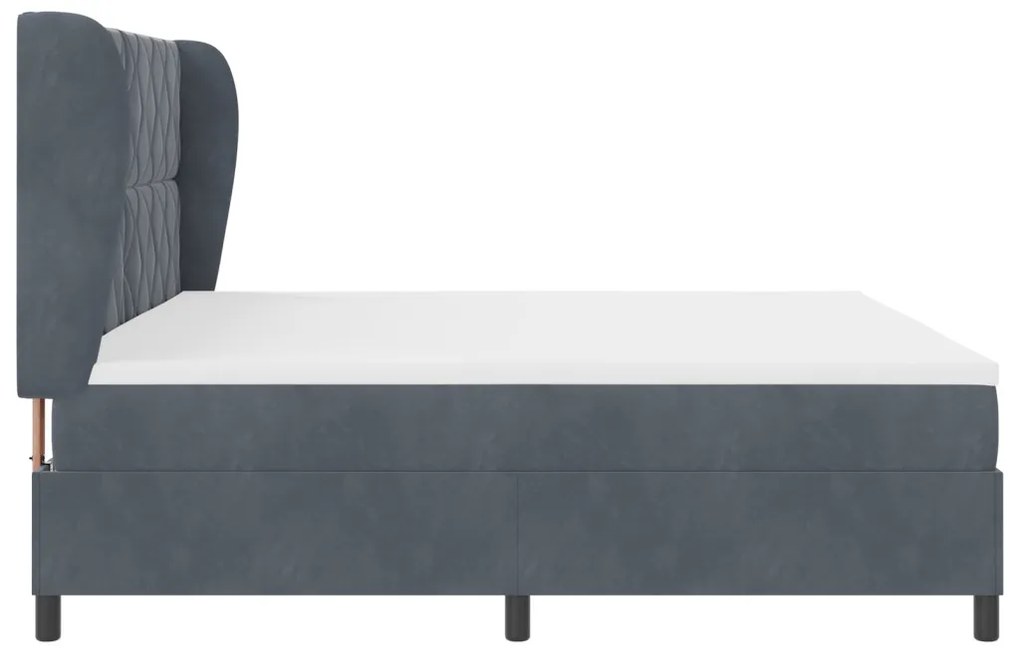 vidaXL Boxrugós ágy matracmal Sötétszürke 200 x 200 cm Poliészter