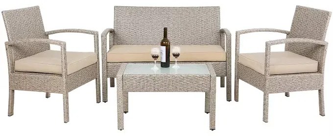 Casaria® Rattan szett - krémszínű